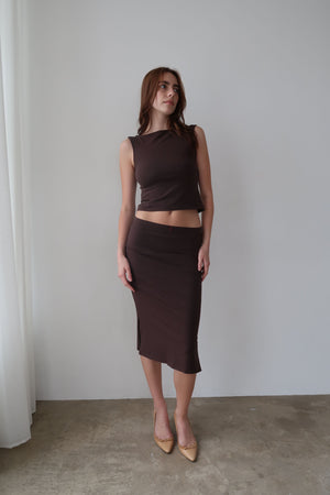 Chocolate Demi Midi Skirt