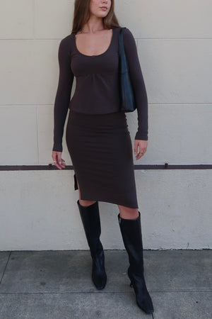Chocolate Demi Midi Skirt